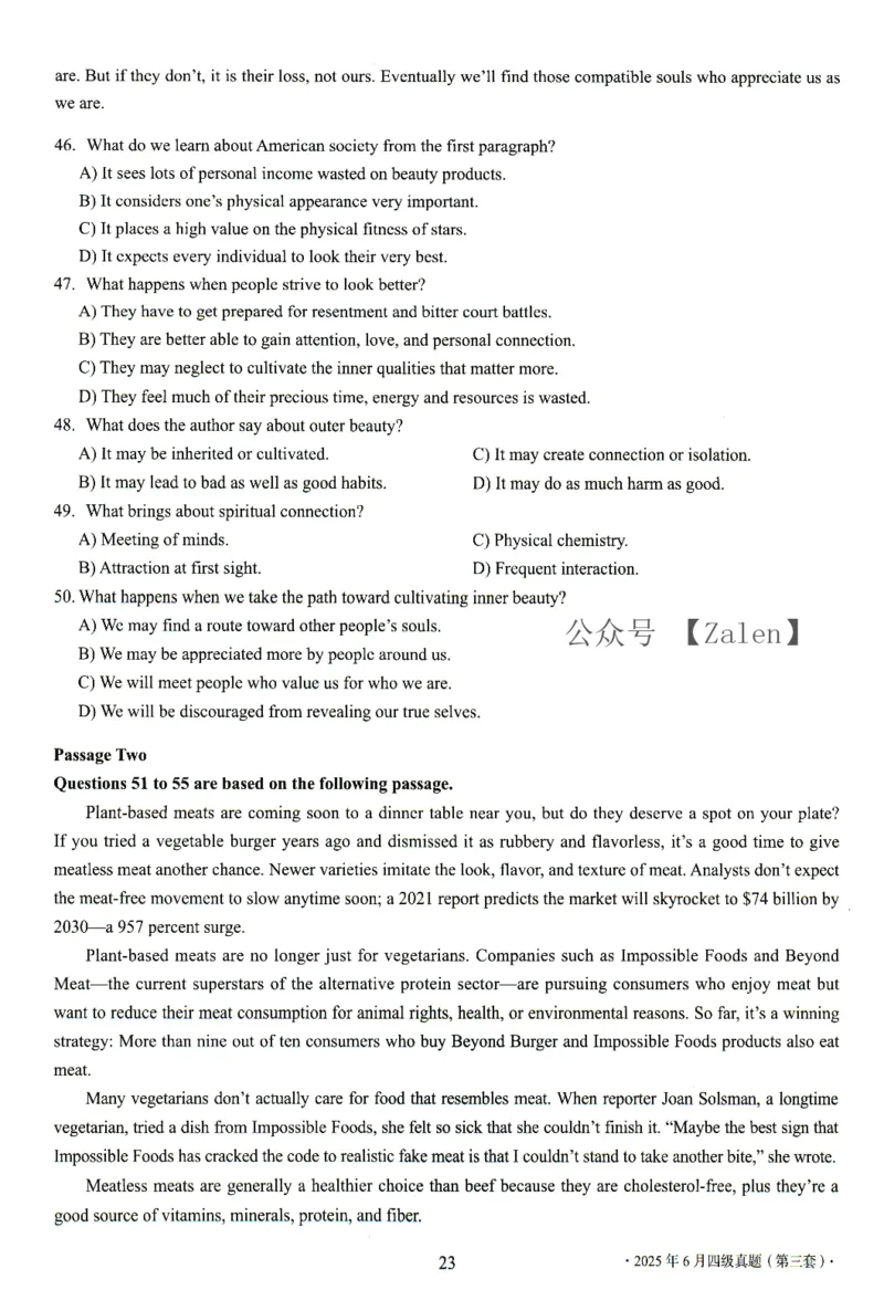 2025.06四级真题第3套_英语四六级整合_英语四六级真题版本二此版为主此文件夹会持续更新_四级真题_1.四级真题+答案解析+听力音频(1989-2025)_32025年6月（真题＋答案）_真题PDF版