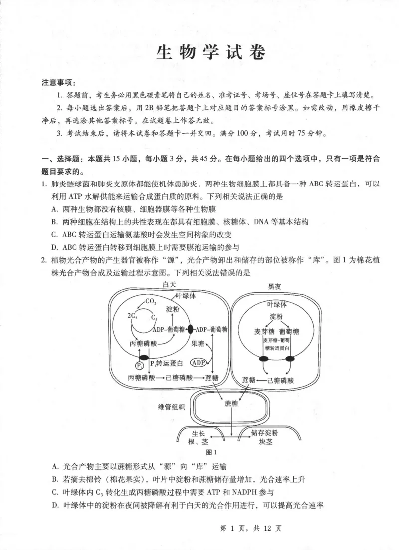 重庆市第八中学2025届高三5月适应性月考卷（八）生物_2025年5月_250528重庆市第八中学2025届高三5月适应性月考卷（八）（全科）