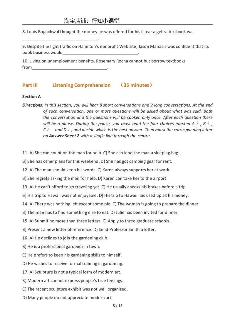 2012年12月英语六级真题(3)_英语四六级整合_英语四六级真题版本二此版为主此文件夹会持续更新_六级真题_1.六级真题+答案解析+听力音频_2012年12月CET6_02、真题Word版