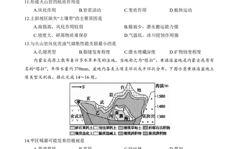 四川省绵阳中学2026届高三第二次模拟考试地理(1)_2026年1月_260125四川省绵阳中学2026届高三第二次模拟考试（全科）