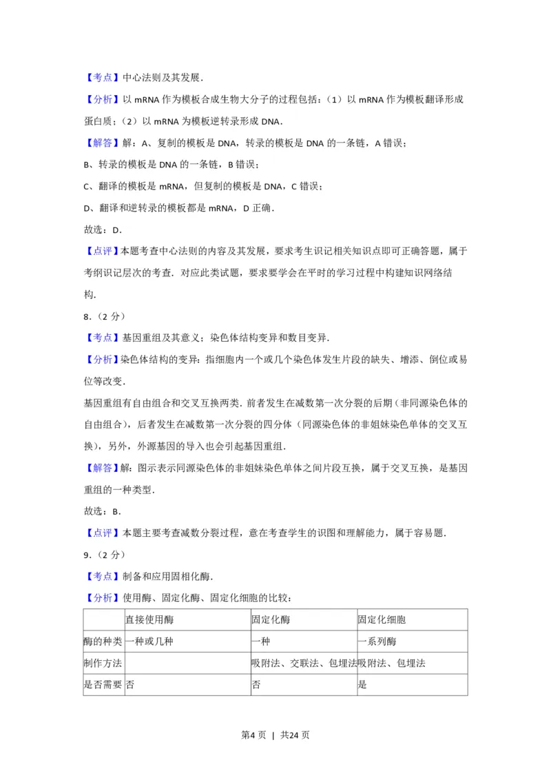 2012年高考生物试卷（上海）（解析卷）_生物历年高考真题_新&middot;PDF版2008-2025&middot;高考生物真题_生物（按试卷类型分类）2008-2025_自主命题卷&middot;生物（2008-2025）_上海自主命题&middot;生物（2008-2022）