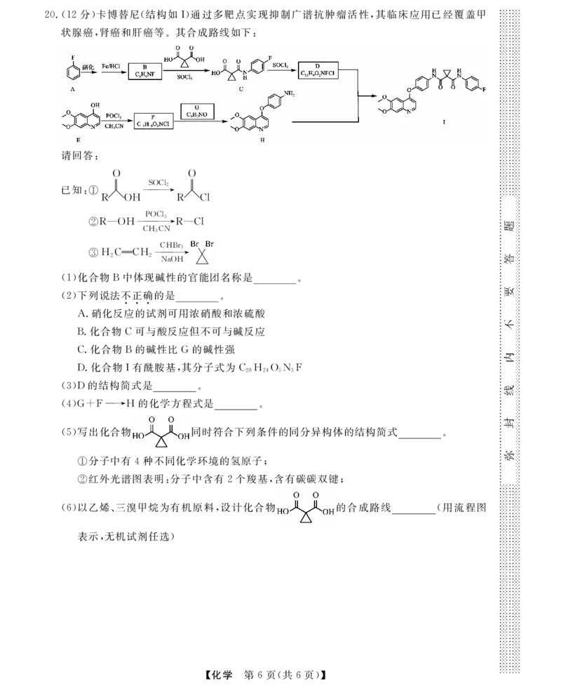 高三强基5月联考卷--化学_2025年5月_2025届浙江省强基联盟高三下学期5月联考_浙江省强基联盟2025届高三下学期三模考试+化学试题