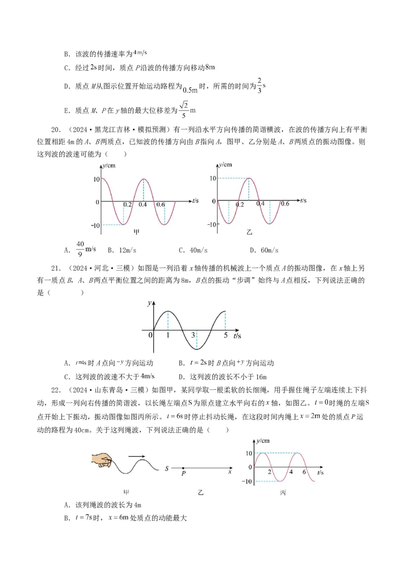 专题15机械波-2024年高考真题和模拟题物理分类汇编（学生卷）_近10年高考真题汇编（必刷）_十年（2014-2024）高考物理真题分项汇编（全国通用）