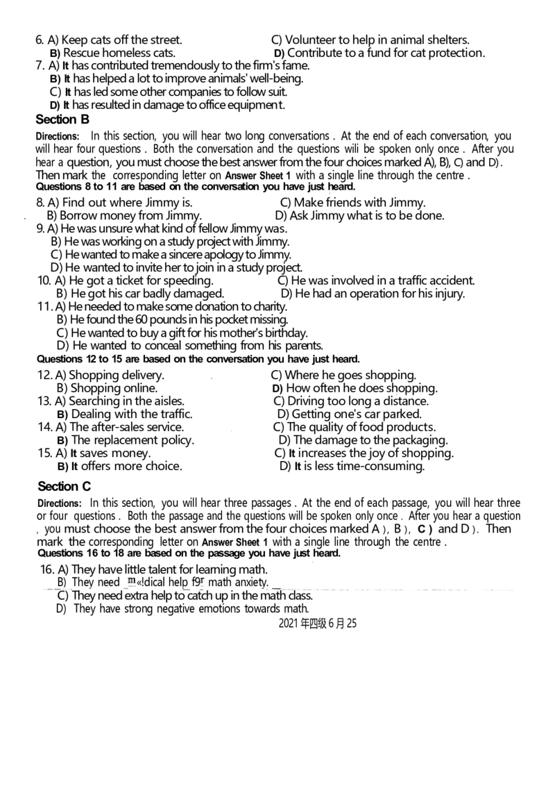 2021.06四级真题第2套_英语四六级整合_英语四六级真题版本二此版为主此文件夹会持续更新_四级真题_1.四级真题+答案解析+听力音频(1989-2025)_12014-2022年(真题-解析-听力=已完结)