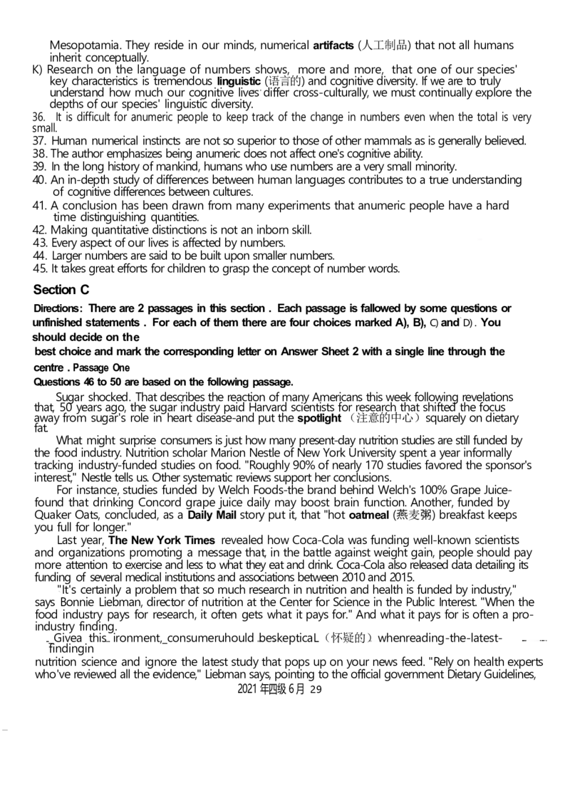 2021.06四级真题第2套_英语四六级整合_英语四六级真题版本二此版为主此文件夹会持续更新_四级真题_1.四级真题+答案解析+听力音频(1989-2025)_12014-2022年(真题-解析-听力=已完结)