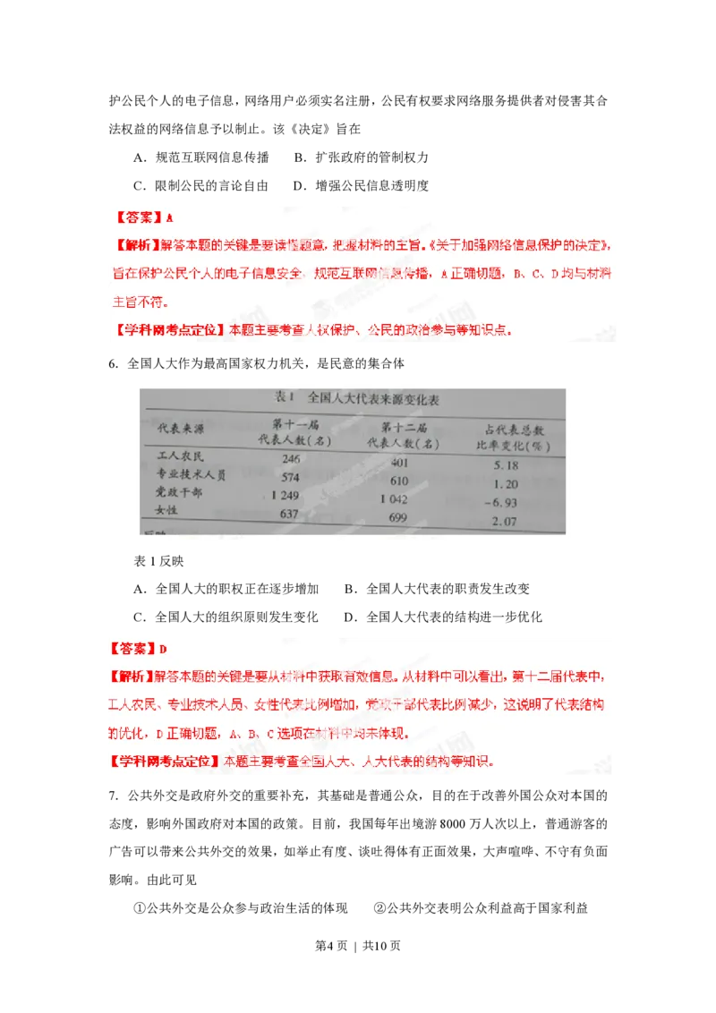 2013年高考政治试卷（重庆）（解析卷）_政治历年高考真题_新&middot;PDF版2008-2025&middot;高考政治真题_政治（按试卷类型分类）2008-2025_自主命题卷&middot;政治（2008-2025）