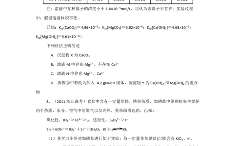 2011年高考化学试卷（浙江）（空白卷）_化学历年高考真题_新&middot;PDF版2008-2025&middot;高考化学真题_化学（按省份分类）2008-2025_2008-2025&middot;（浙江）化学高考真题