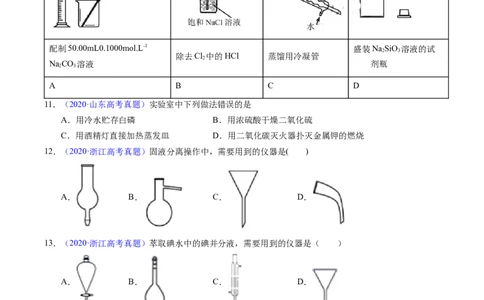 专题80实验仪器与安全（原卷卷）_近10年高考真题汇编（必刷）_十年（2014-2024）高考化学真题分项汇编（全国通用）_十年（2014-2023）高考化学真题分项汇编（全国通用）