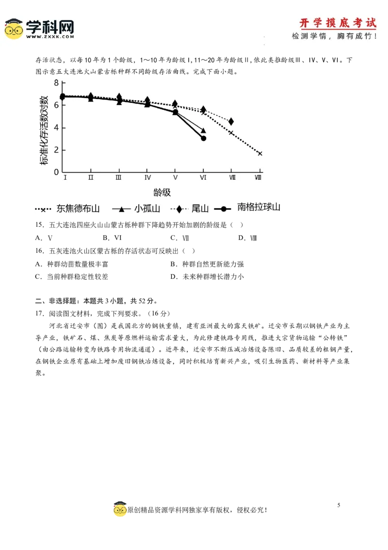 地理-2024届新高三开学摸底考试卷（江西、安徽、贵州、广西、黑龙江、吉林、甘肃七省新高考通用）(考试版)_2024届新高三开学摸底考试卷_地理-2024届新高三开学摸底考试卷