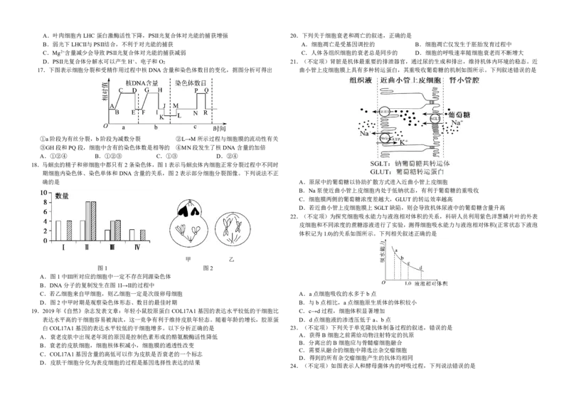 吉林省长春外国语学校2023-2024学年高三上学期9月月考试题生物(1)_2023年10月_01每日更新_6号_2024届吉林省长春外国语学校高三上学期9月月考试题