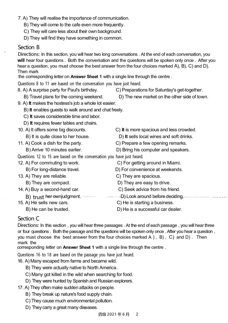 2021.06四级真题第1套_英语四六级整合_英语四六级真题版本二此版为主此文件夹会持续更新_四级真题_1.四级真题+答案解析+听力音频(1989-2025)_12014-2022年(真题-解析-听力=已完结)
