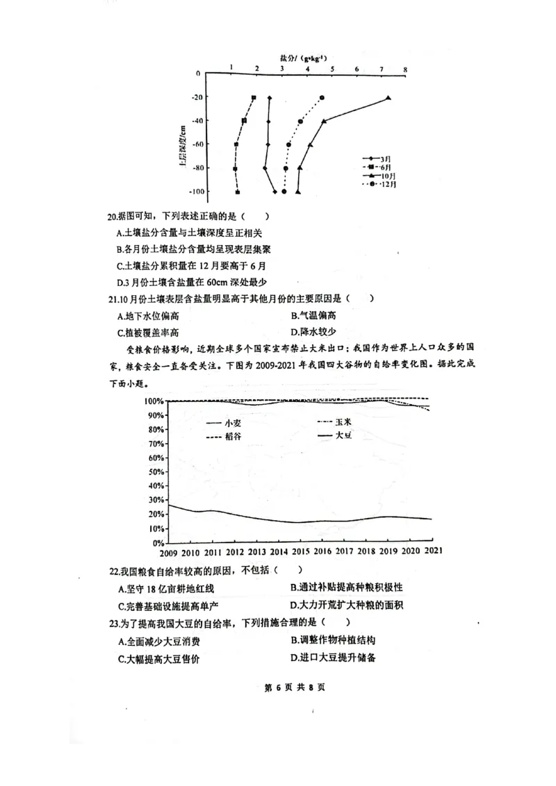南京六校联合体高三上(8月调研)-地理试题+答案(1)_2023年9月_029月合集_2024届江苏省南京六校联合体高三上学期8月调研