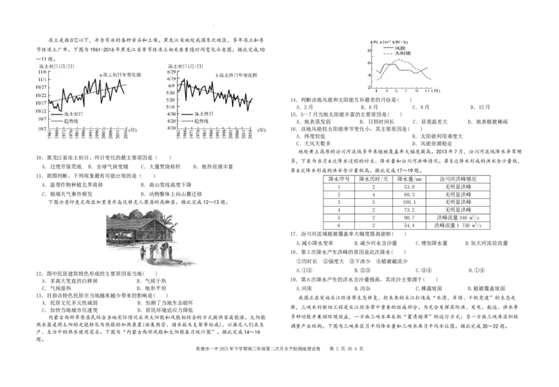 2023高三第二次月考_2023年8月_01每日更新_18号_2024届湖南省常德市第一中学高三上学期第二次月考_湖南省常德市第一中学2024届高三上学期第二次月考地理
