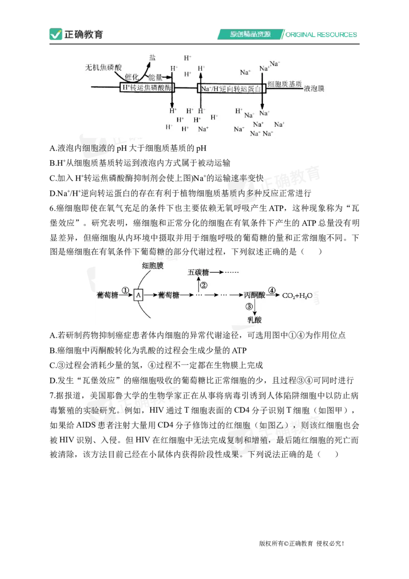 四月生物每周好题精选（第1周）_2024高考押题卷_152024其他平台全系列_资料2024版（名校︱机构）备考押题资料_（冲刺高考）正确云&middot;四月每周好题精选（第1周）