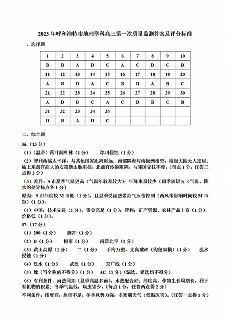 呼和浩特高三上(质检Ⅰ)-政治试题+答案(1)_2023年9月_029月合集_2024届内蒙古呼和浩特市高三第一次质量监测