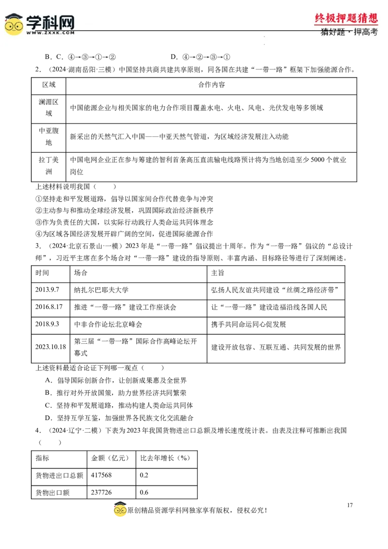 政治-2024年高考终极押题猜想（原卷版）_2024高考押题卷_62024学科网全系列_212024年高考终极押题猜想_政治-2024年高考终极押题猜想