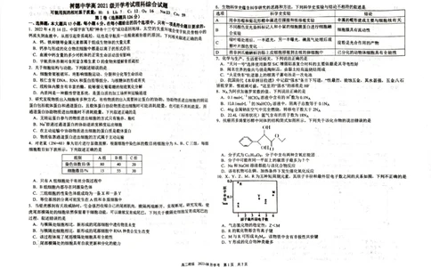 四川省成都市树德中学2023-2024学年高三上学期开学考试理科综合(1)_2023年9月_029月合集_2024届四川省成都市树德中学高三上学期开学考试