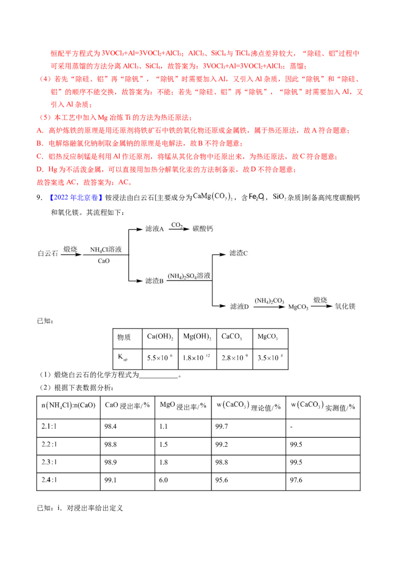 专题96工艺流程&mdash;&mdash;金属元素载体（解析卷）_近10年高考真题汇编（必刷）_十年（2014-2024）高考化学真题分项汇编（全国通用）_十年（2014-2023）高考化学真题分项汇编（全国通用）