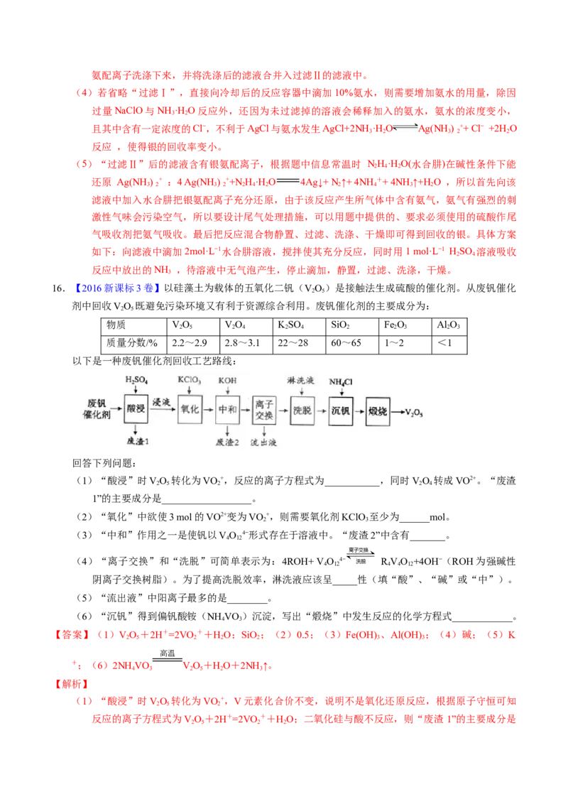 专题96工艺流程&mdash;&mdash;金属元素载体（解析卷）_近10年高考真题汇编（必刷）_十年（2014-2024）高考化学真题分项汇编（全国通用）_十年（2014-2023）高考化学真题分项汇编（全国通用）