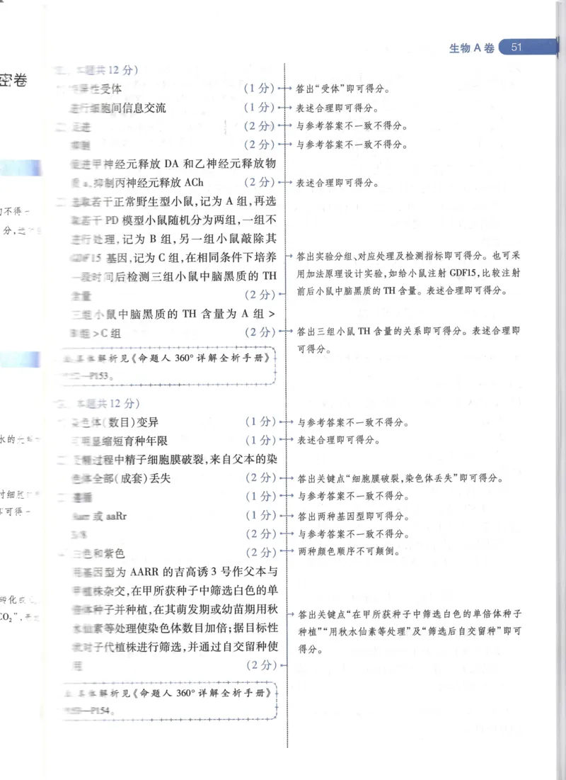 天星生物A卷答案_2024高考押题卷_12024天星全系列_@@@天星临考押题密卷汇总重复_2024年tx高考临考押题密卷湖南专版_生物