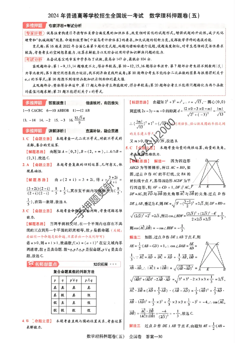 天星教育2024全国卷高考最后一卷延边教育出版社理数答案_1_2024高考押题卷_12024天星全系列_tx《金k卷&middot;最后一卷》（9科全）_全国卷