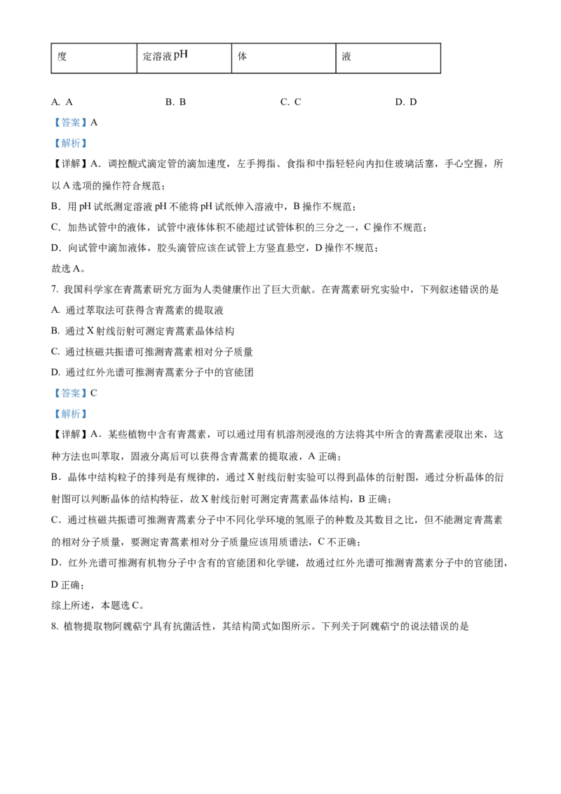 2024年高考真题山东卷化学试题（解析版）_高考真题全网收集_化学_2024年新高考山东卷化学高考真题解析（参考版）
