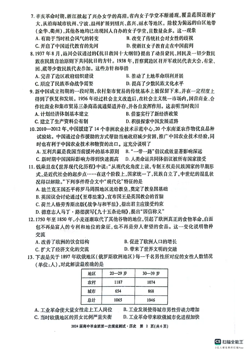 扫描全能王2023-10-2510.41(1)_2023年10月_0210月合集_2024届广西省高中毕业班第一次摸底测试_广西省2024届高中毕业班第一次摸底测试历史