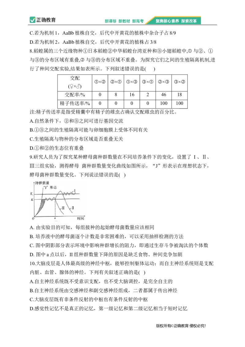 2023届新高考生物金榜猜题卷河北专版_2023高考押题卷_正确教育金榜猜题卷_（新高考）正确教育丨金榜猜题卷_新高考生物