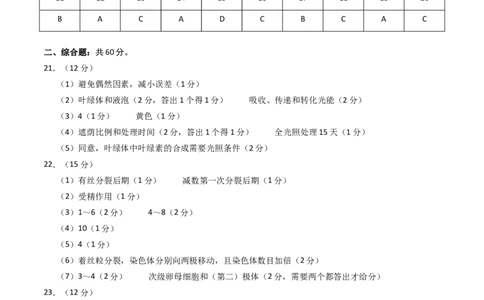 生物-2024届新高三开学摸底考试卷（江西、安徽、贵州、广西、黑龙江、吉林、甘肃七省通用）(答案及评分标准)_2024届新高三开学摸底考试卷_生物-2024届新高三开学摸底考试卷