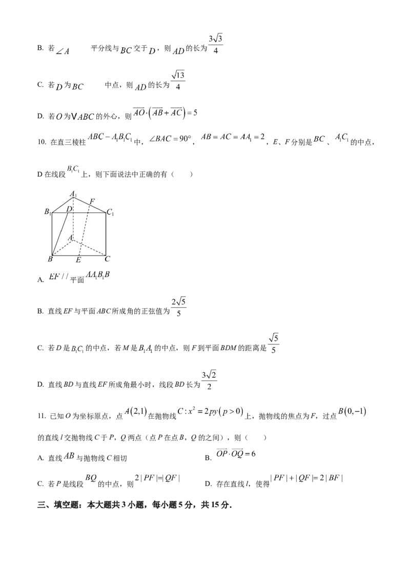 陕西省西安市2024-2025学年高三上学期11月联考一模试题数学Word版含答案_11月_241104陕西省西安市2024-2025学年高三上学期11月联考一模（高新第一中学、安康市高新中学、宝鸡中学）