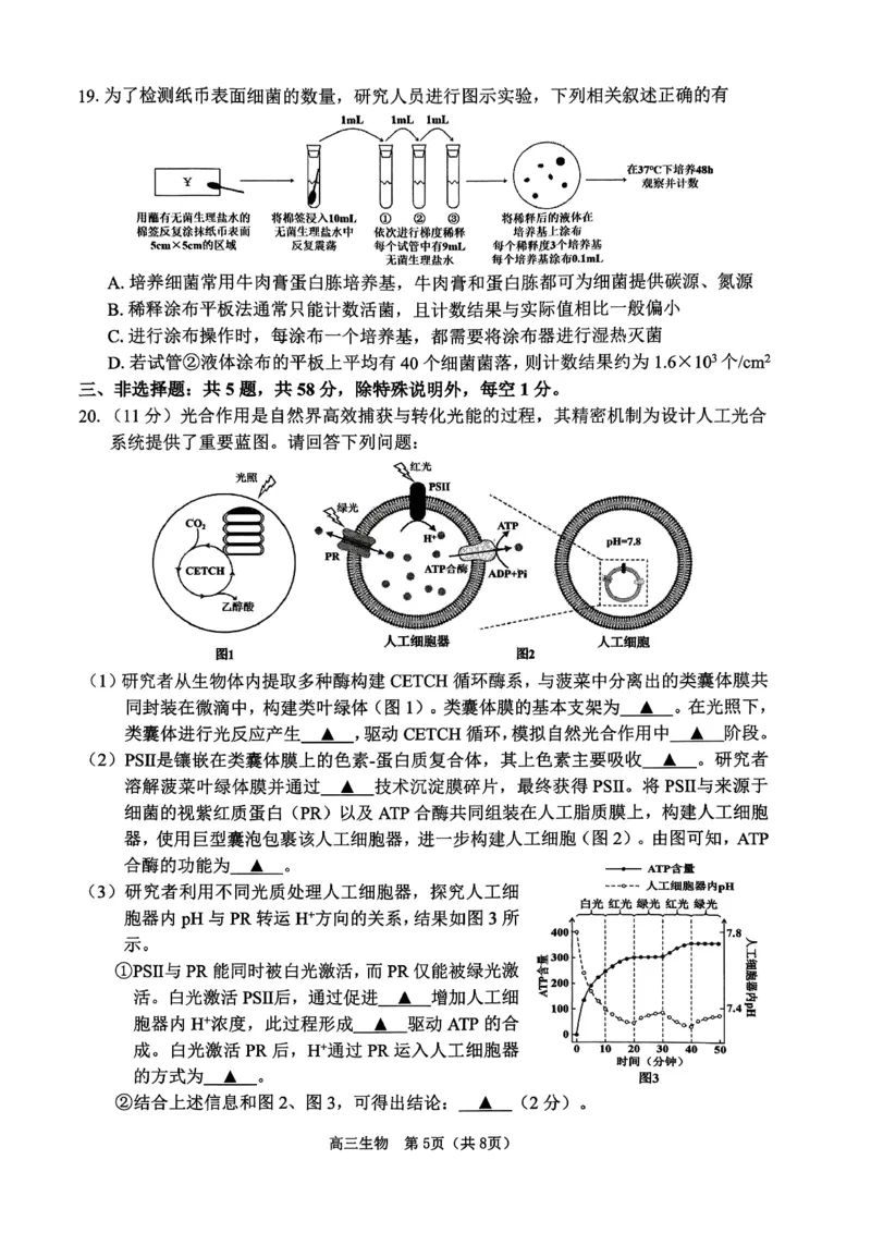 2026届苏北四市（徐州、淮安、连云港、宿迁）一模生物卷+答案(1)_2026年1月_260130江苏省2026届苏北四市（徐州、淮安、连云港、宿迁）一模（全科）
