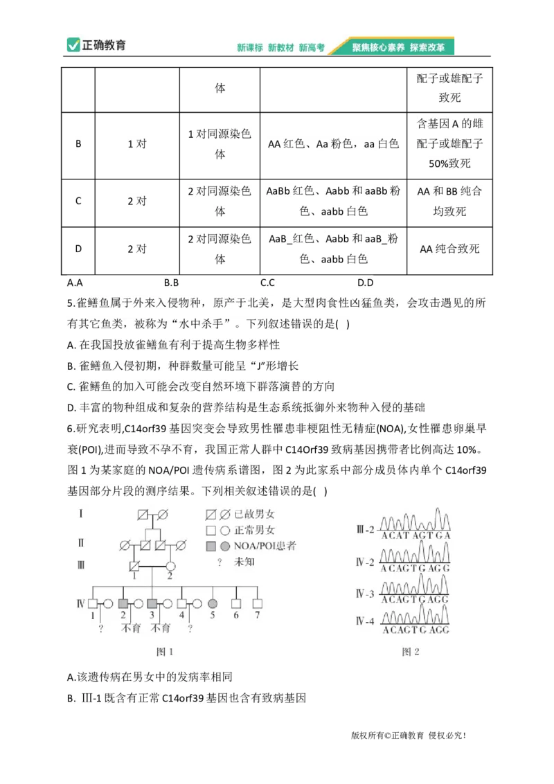 2023届新高考生物金榜猜题卷湖南专版_2023高考押题卷_正确教育金榜猜题卷_（新高考）正确教育丨金榜猜题卷_新高考生物