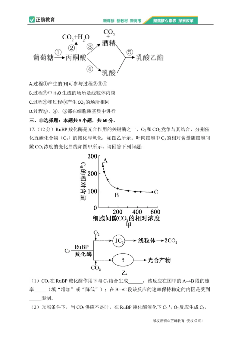 2023届新高考生物金榜猜题卷湖南专版_2023高考押题卷_正确教育金榜猜题卷_（新高考）正确教育丨金榜猜题卷_新高考生物