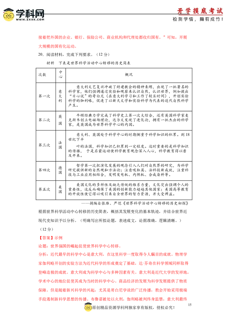历史-2024届新高三开学摸底考试卷（广东专用）01（全解全析）_2024届新高三开学摸底考试卷_历史-2024届新高三开学摸底考试卷_历史-2024届新高三开学摸底考试卷（广东专用）
