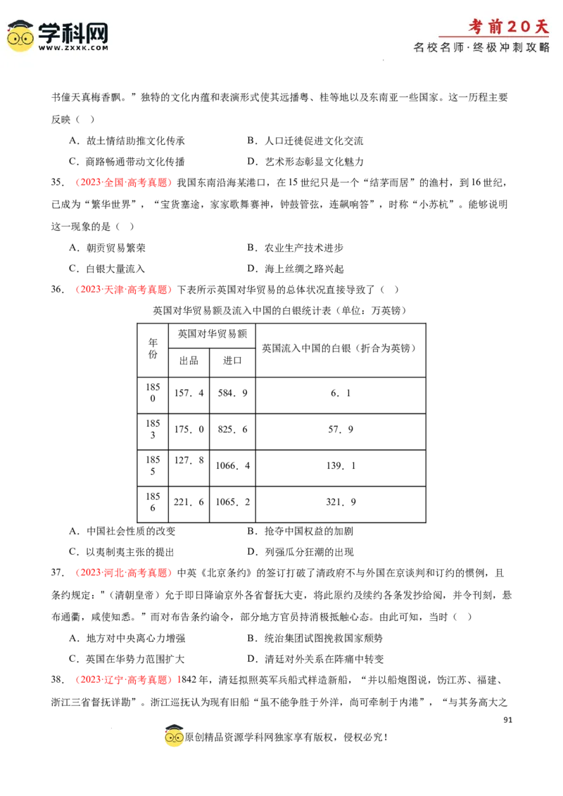 历史（四）-2024年高考考前20天终极冲刺攻略_2024高考押题卷_62024学科网全系列_21学科网高考考前终极攻略_历史-2024年高考考前20天终极冲刺攻略