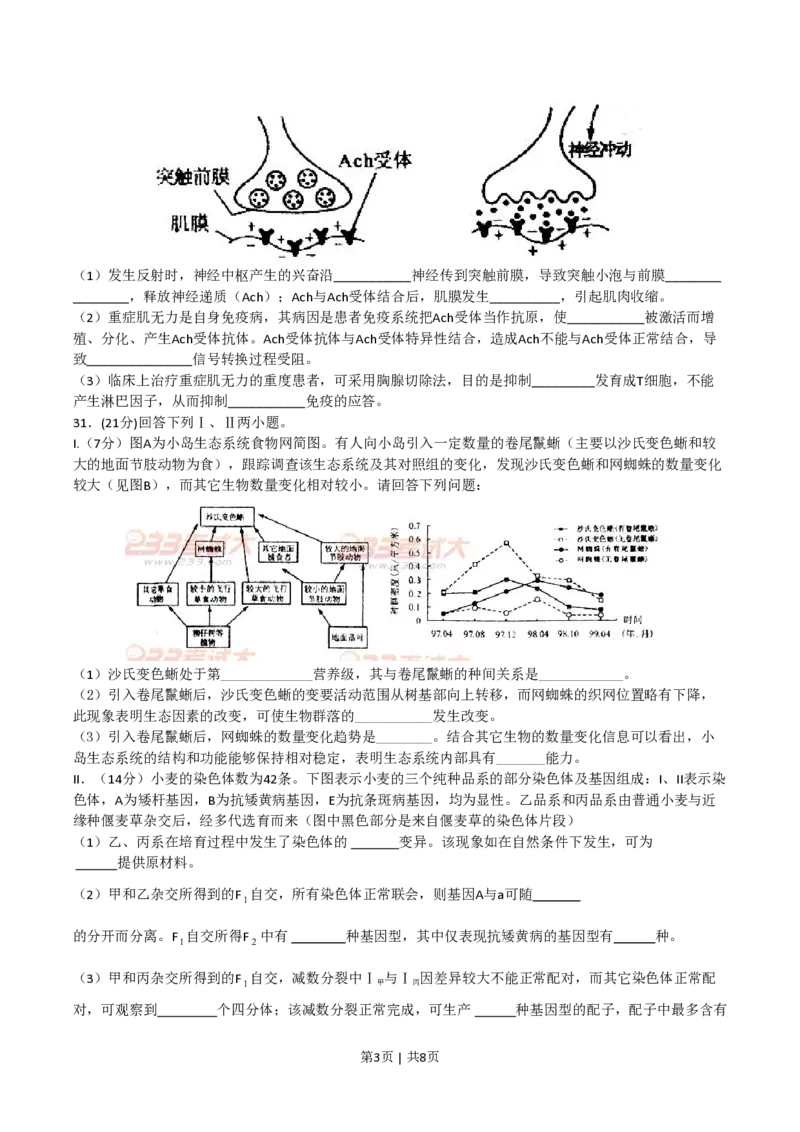 2011年高考生物试卷（四川）（解析卷）_生物历年高考真题_新&middot;PDF版2008-2025&middot;高考生物真题_生物（按省份分类）2008-2025_2008-2024&middot;（四川）生物高考真题