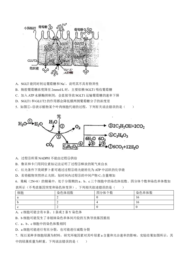 天津市南开中学2024届高三上学期第一次月考生物(1)_2023年10月_01每日更新_30号_2024届天津市南开中学高三上学期第一次月考