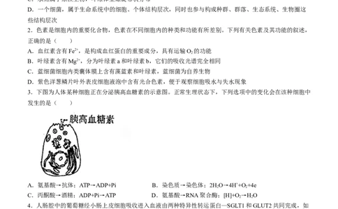 天津市南开中学2024届高三上学期第一次月考生物(1)_2023年10月_01每日更新_30号_2024届天津市南开中学高三上学期第一次月考