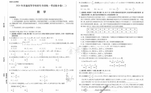 数学试卷-三套_2024高考押题卷_12024天星全系列_tx抢分密卷_tx抢分密卷（新高考）