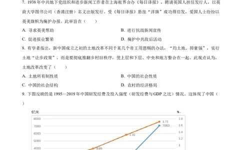精品解析：2024年重庆高考历史真题（原卷版）_高考真题全网收集_历史_2024年新高考重庆卷历史高考真题解析（参考版）