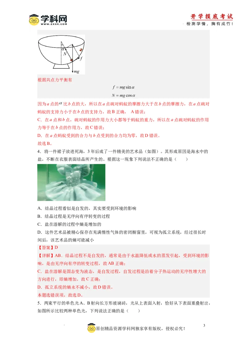 物理-2024届新高三开学摸底考试卷（江苏专用）(解析版)_2024届新高三开学摸底考试卷_物理-2024届新高三开学摸底考试卷_物理-2024届新高三开学摸底考试（江苏专用）