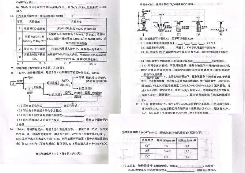 化学(1)_2023年10月_0210月合集_2024届云南省高三上学期10月第一次质量检测_云南省2024届高三上学期10月第一次质量检测化学