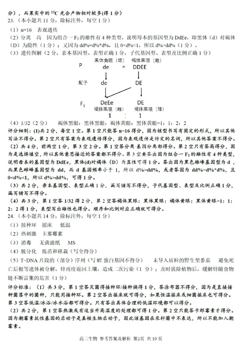 七彩阳光高三上(开学考)-生物试题+答案(1)_2023年9月_029月合集_2024届浙江省七彩阳光高三上学期返校联考
