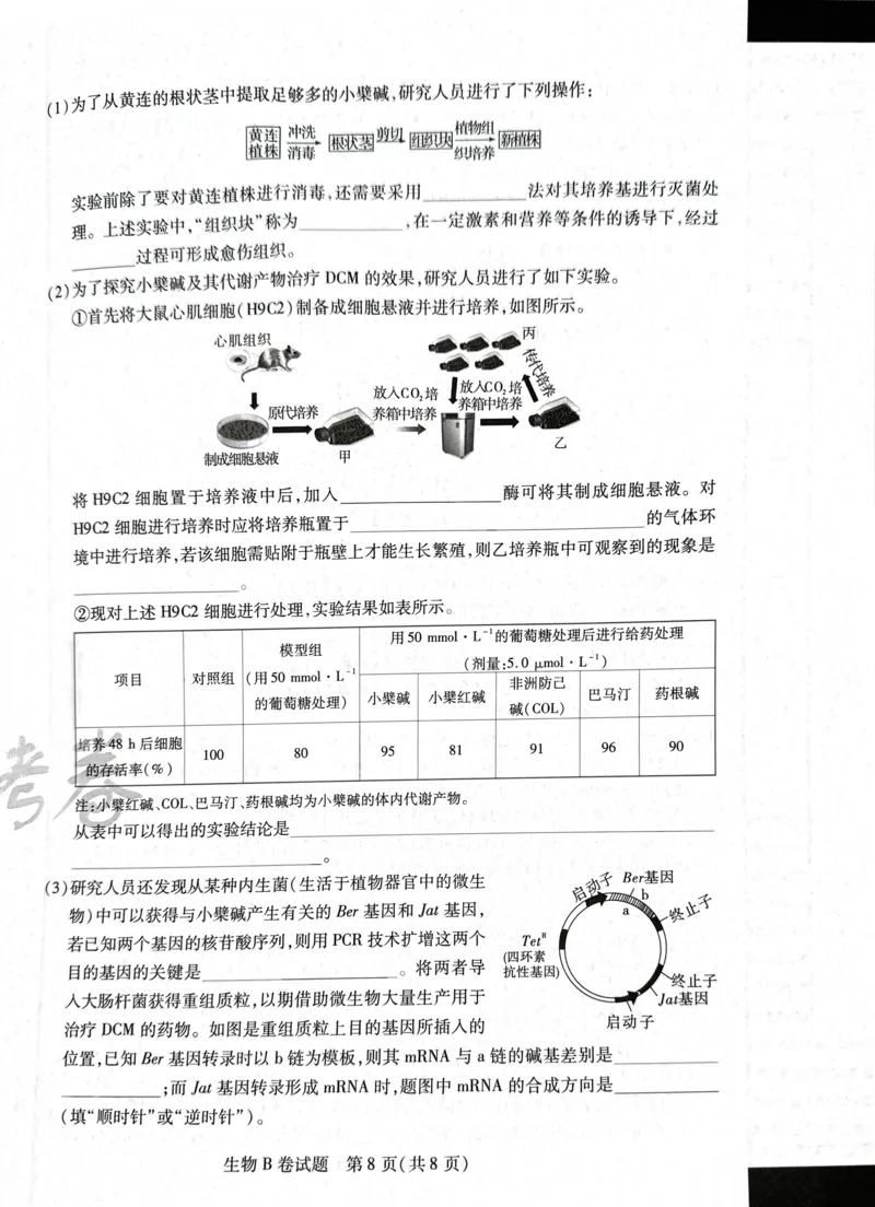 天星生物B卷_2024高考押题卷_12024天星全系列_@@@天星临考押题密卷汇总重复_2024年tx高考临考押题密卷湖南专版_生物