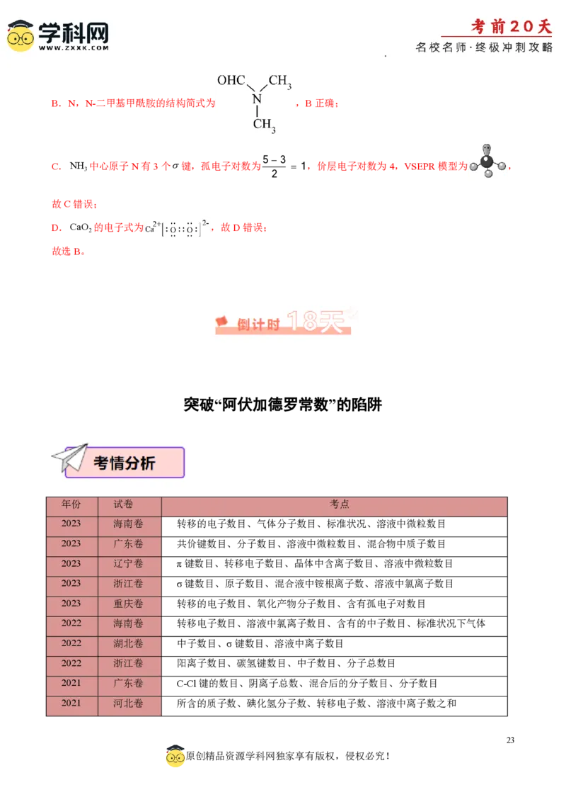 化学（一）-2024年高考考前20天终极冲刺攻略_2024高考押题卷_62024学科网全系列_21学科网高考考前终极攻略_化学-2024年高考考前20天终极冲刺攻略