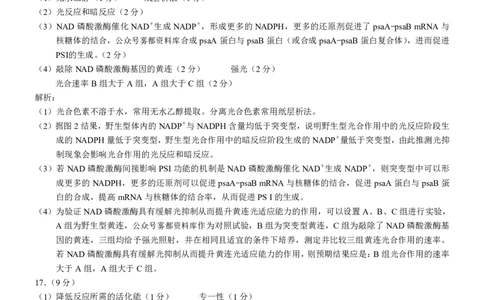 生物2026届高三高考模拟调研（一）答案(1)_2026年1月_2601072026年重庆市高三康德高考模拟调研卷（一）（全科）