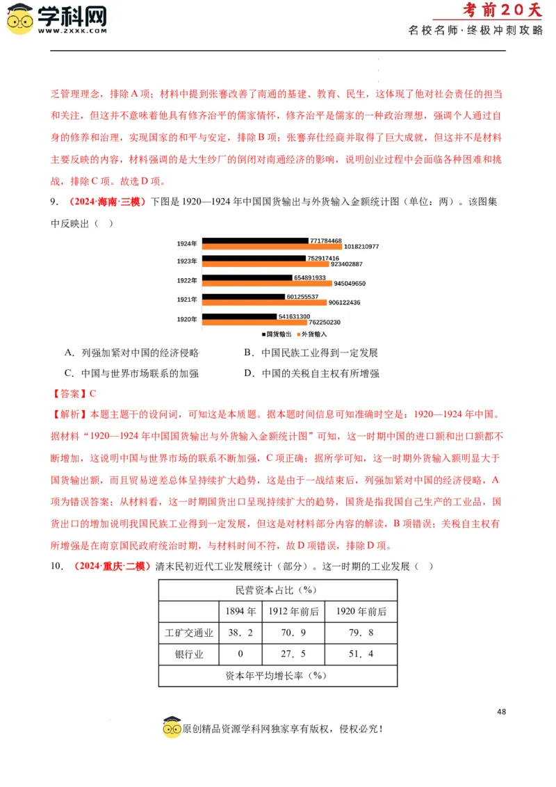 历史（二）（解析版）_2024高考押题卷_62024学科网全系列_21学科网高考考前终极攻略_历史-2024年高考考前20天终极冲刺攻略_历史（二）-2024年高考考前20天终极冲刺攻略