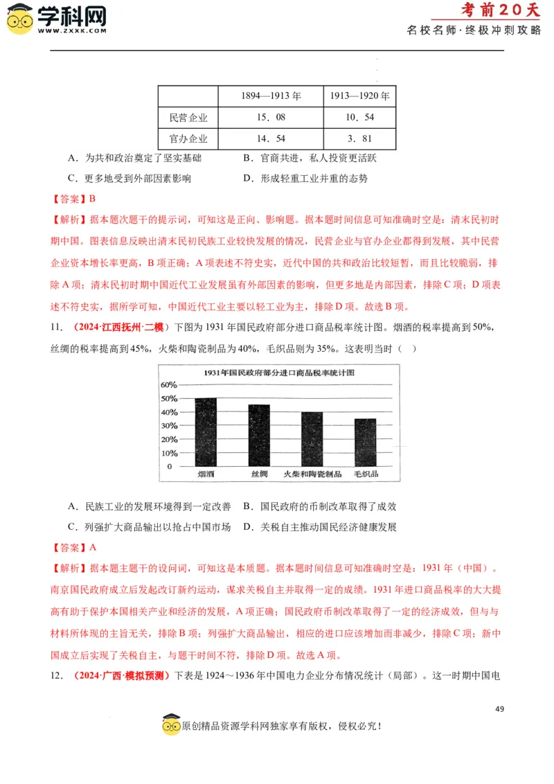 历史（二）（解析版）_2024高考押题卷_62024学科网全系列_21学科网高考考前终极攻略_历史-2024年高考考前20天终极冲刺攻略_历史（二）-2024年高考考前20天终极冲刺攻略