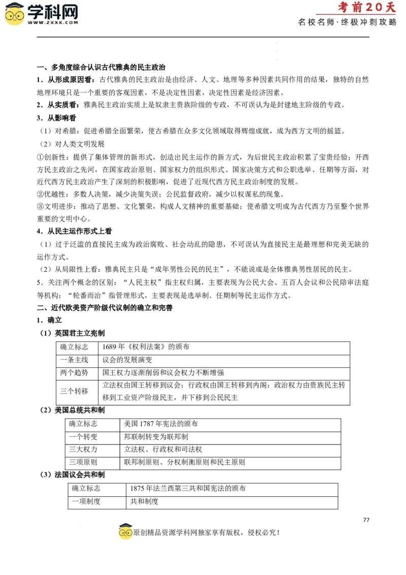 历史（二）（解析版）_2024高考押题卷_62024学科网全系列_21学科网高考考前终极攻略_历史-2024年高考考前20天终极冲刺攻略_历史（二）-2024年高考考前20天终极冲刺攻略