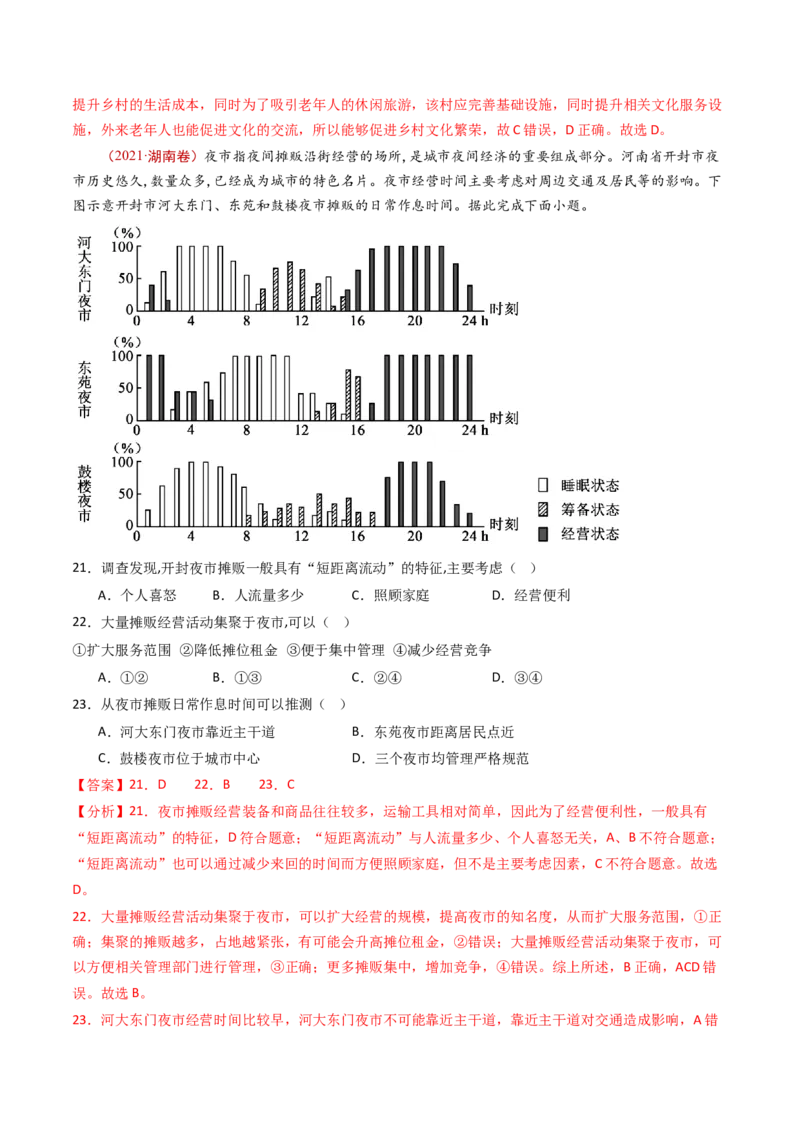 专题11区域产业活动-十年（2014-2023）高考地理真题分项汇编（解析卷）_近10年高考真题汇编（必刷）_十年（2014-2024）高考地理真题分项汇编（全国通用）